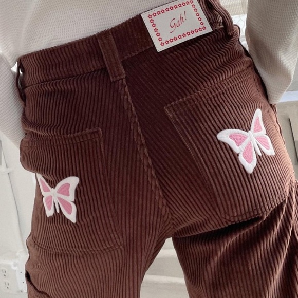 Lisa Says Gah Dylan Pant / butterfly back pocket corduroy pants - Picture 1 of 6